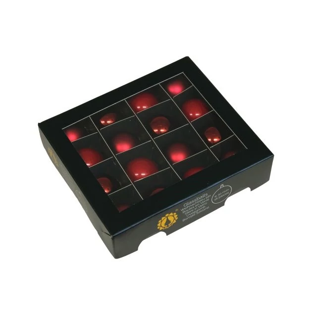 Üveg gömb 3 cm christmas red 16 db