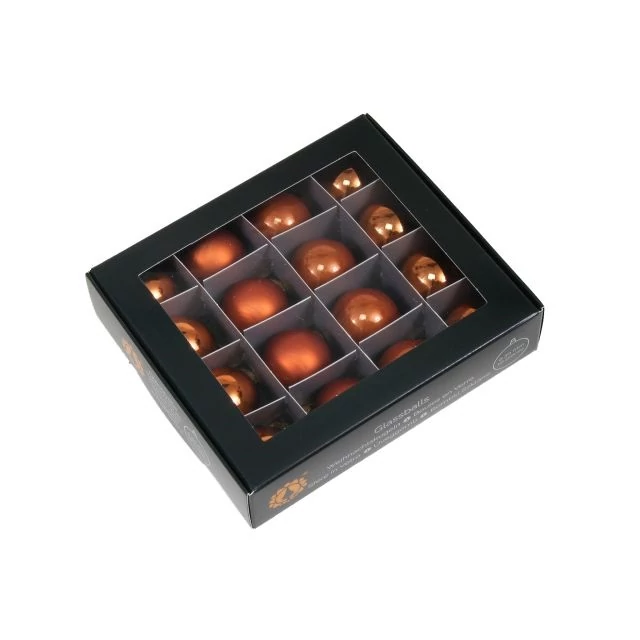 Üveg gömb, 3 cm, mandarin, 16 db