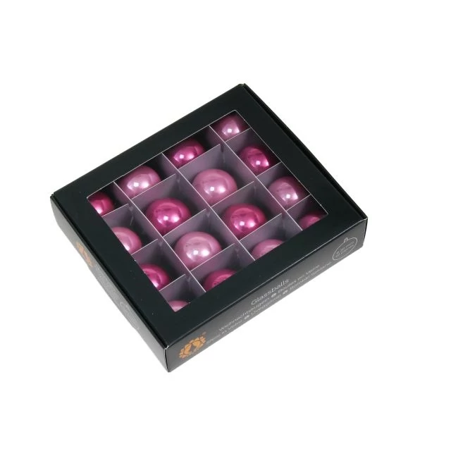 Üveg gömb, 3 cm, pink opal, 16 db
