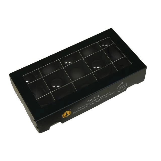 Üveg gömb, 4 cm, black, 15 db