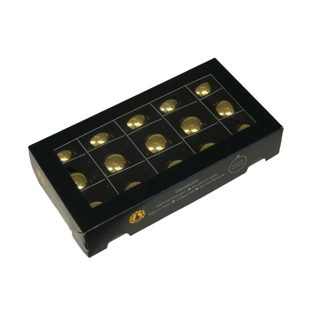 Üveg gömb, 4 cm bright gold shiny, 15 db