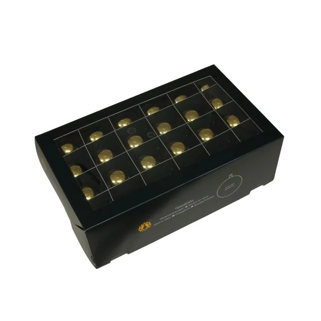 Üveg gömb, 4 cm bright gold shiny, 48 db