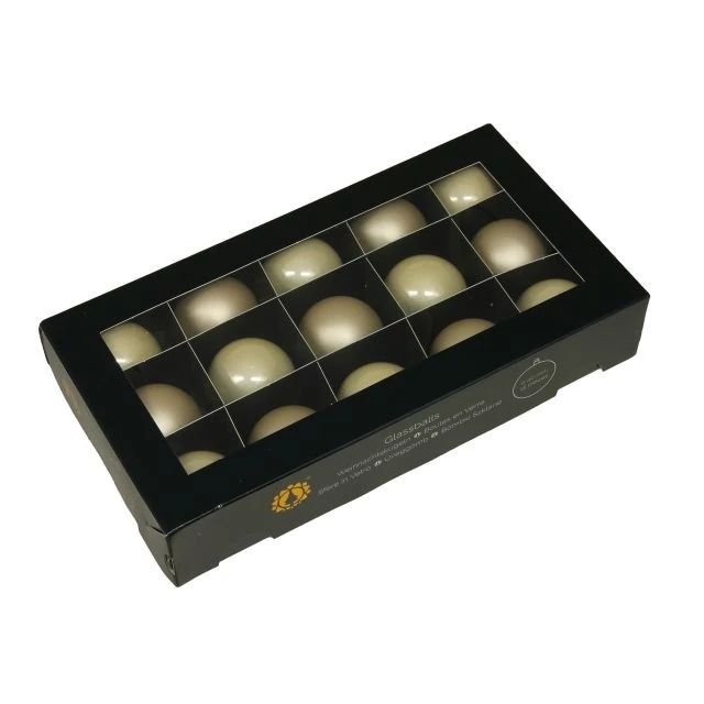 Üveg gömb, 4 cm champagne combi, 15 db