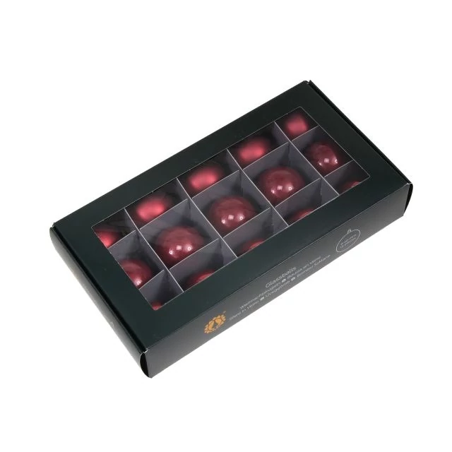 Üveg gömb, 4 cm, ruby, 15 db
