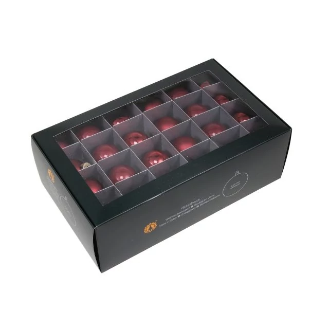 Üveg gömb, 4 cm, ruby, 48 db