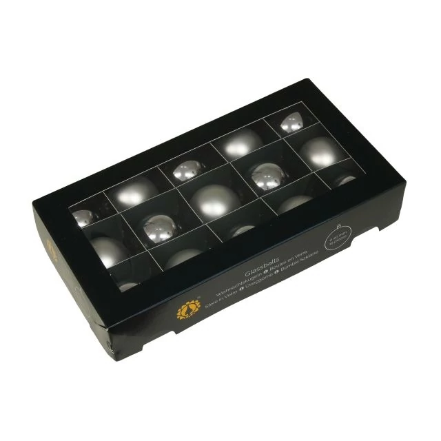 Üveg gömb, 4 cm silver combi, 15 db