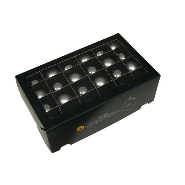Üveg gömb, 4 cm, silver combi, 48 db