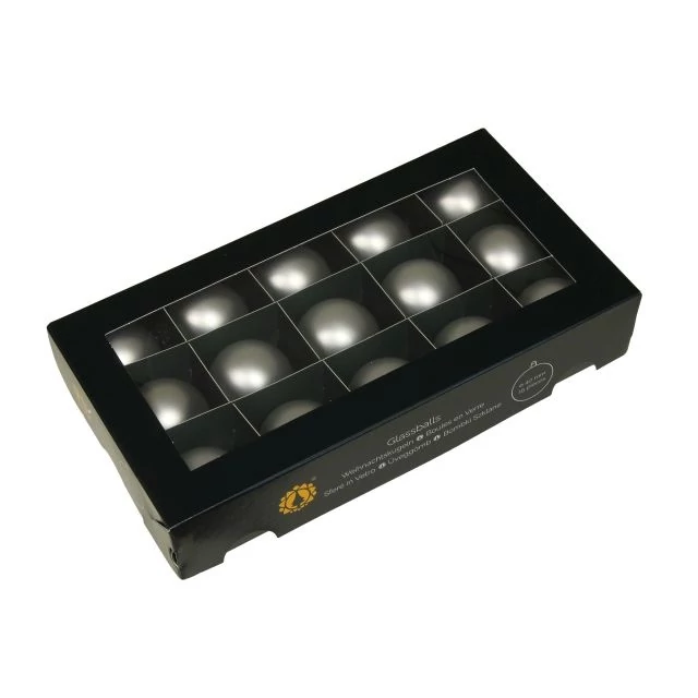 Üveg gömb, 4 cm, silver mat, 15 db