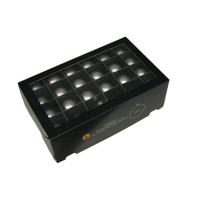Üveg gömb, 4 cm silver mat, 48 db