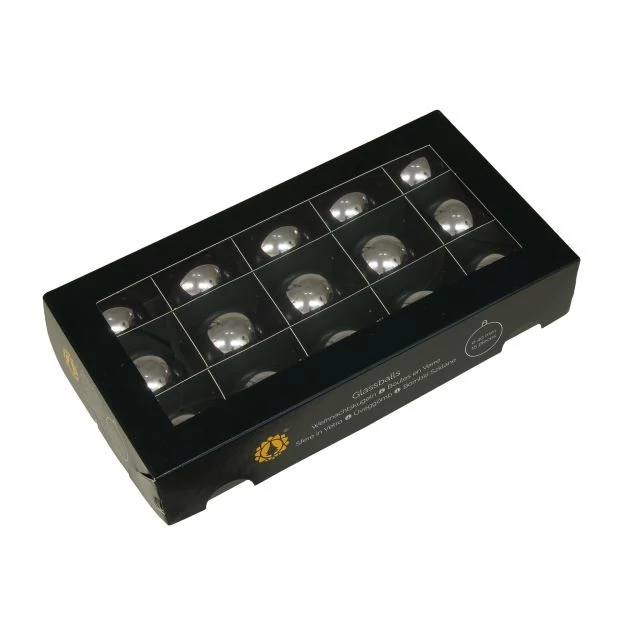 Üveg gömb 4 cm silver shiny 15 db