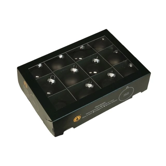 Üveg gömb, 5,7 cm black, 12 db