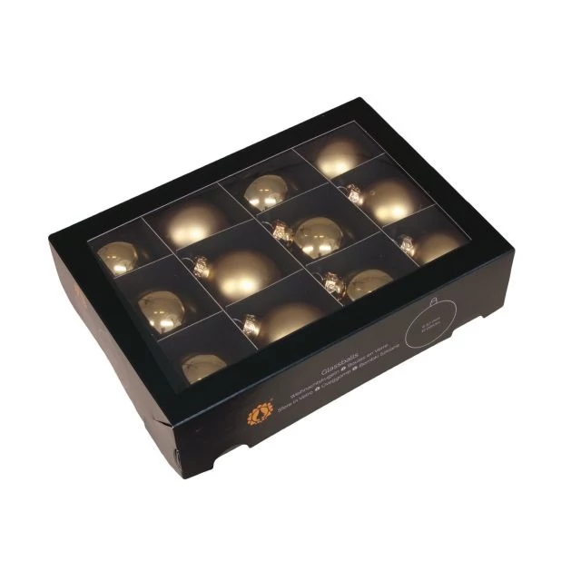 Üveg gömb, 5,7 cm bright gold combi, 12 db