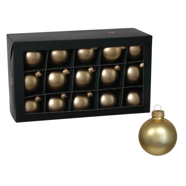 Üveg gömb, 5,7 cm, bright gold mat, 30 db