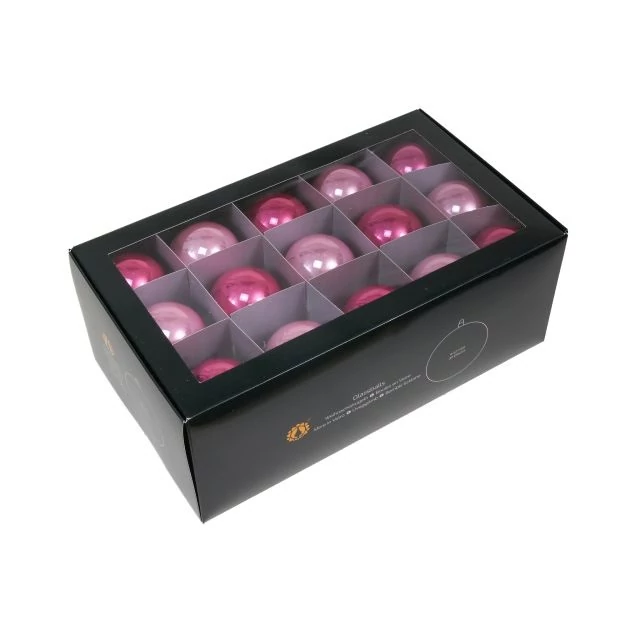 Üveg gömb, 5,7 cm, pink opal, 30 db