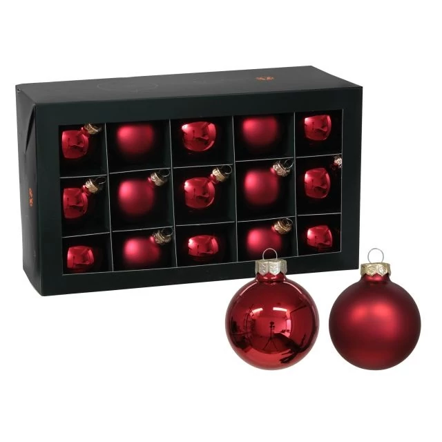 Üveg gömb, 5,7 cm red combi, 30 db