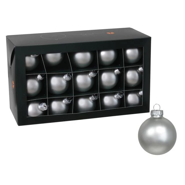 Üveg gömb, 5,7 cm, silver mat, 30 db