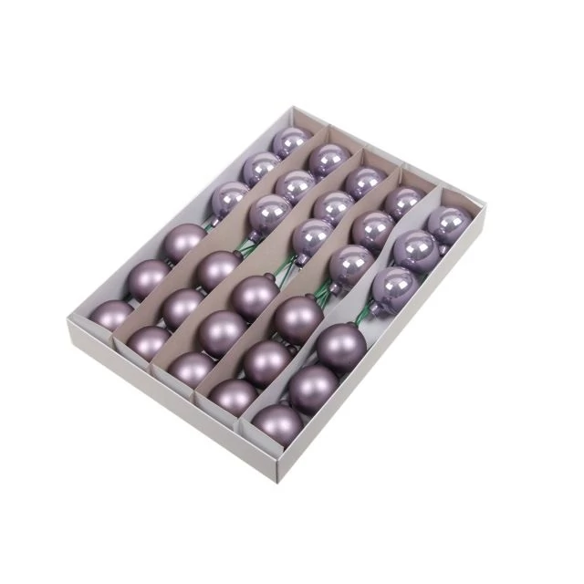 Betűzős üveg gömb fényes-matt frosted lilac 5 cm 30 db