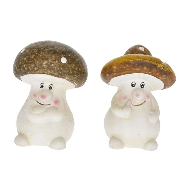 Pöttyös gomba, kerámia, barna-narancs, 8x8,5x11 cm, 2 féle
