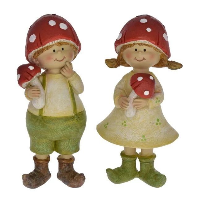 Gyerek fiú/lány gomba kalapban álló poly, 5,5x4,5x14 cm, zöld, piros, sárga, 2 féle