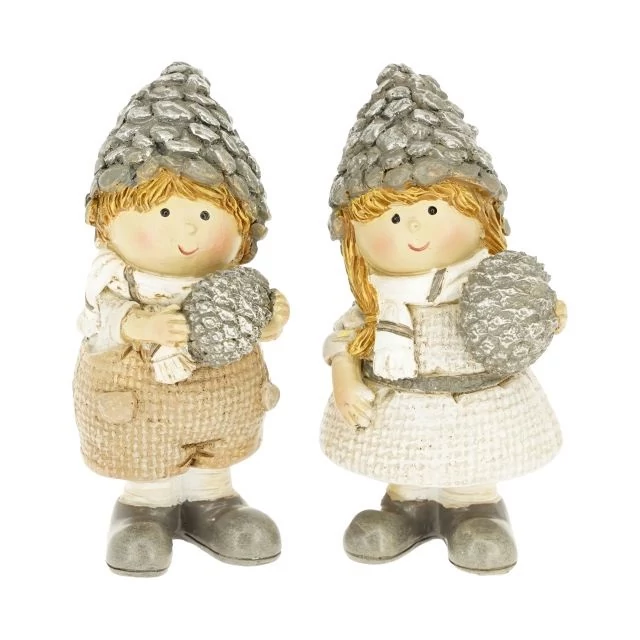 Poly gyerek fiú, lány tobozzal álló 3,5x4x8 cm szürke, bézs (2 féle)
