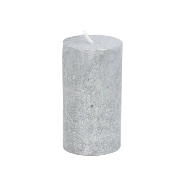 Gyertya henger paraffin 5x9 cm ezüst 4 db