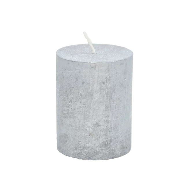 Gyertya henger paraffin 7x9 cm ezüst 4 db