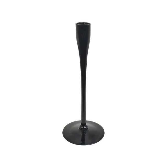 Talpas üveg gyertyatartó, 25 cm, fekete
