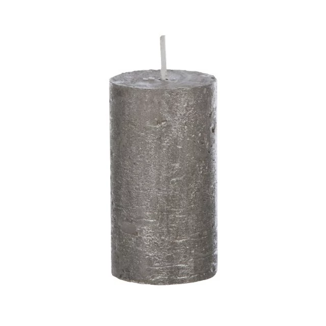 Gyertya henger paraffin 5x9 cm metál szürke 4 db