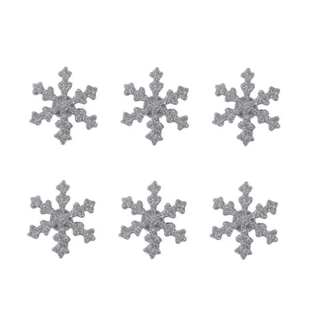Öntapadós hópihe, poly, 3,4 x 3,4 x 0,5 cm, ezüst glitteres, 6 db