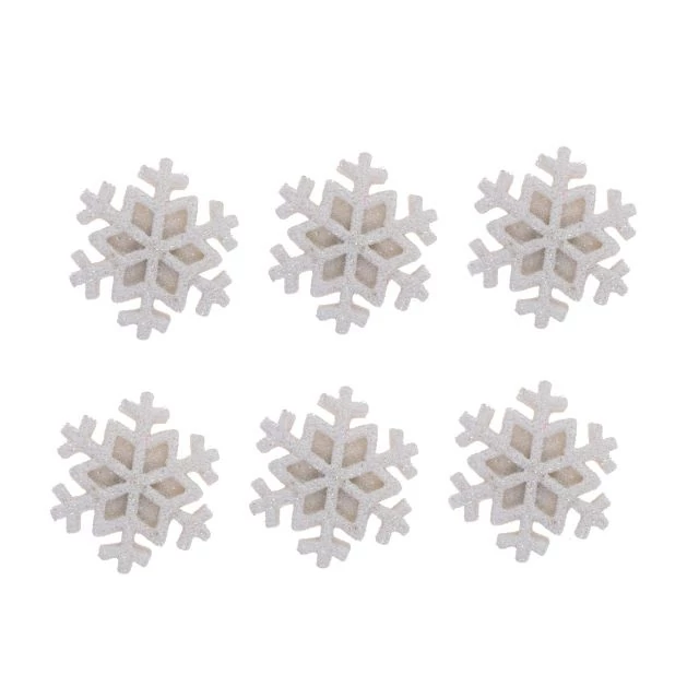 Öntapadós hópihe, glitteres, poly, 3,4 x 3,4 x 0,5 cm, fehér, 6 db