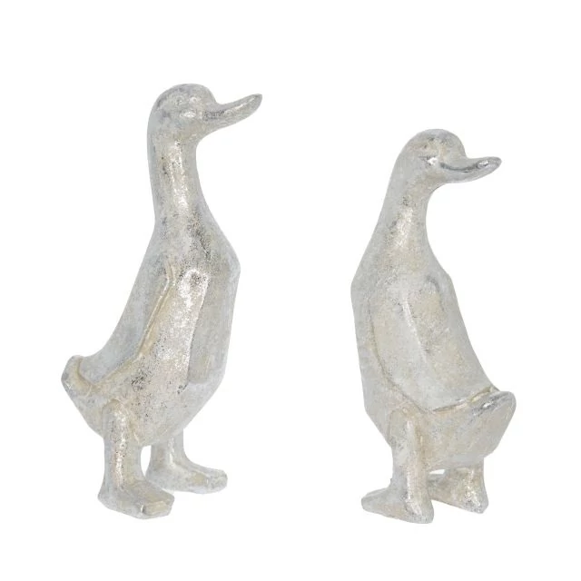 Álló kacsa poly 11,5x6,5x18,8 cm antik ezüst 2 féle