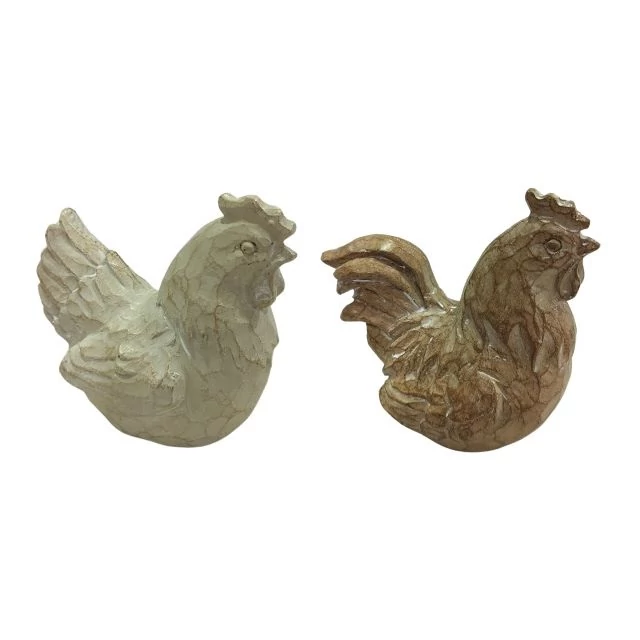Kakas, tyúk, poly, barna, bézs, 8x5x9 cm, 2 féle