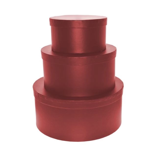 Kalapdoboz kerek papír 25cm,20cm,15cm bordó 3 db