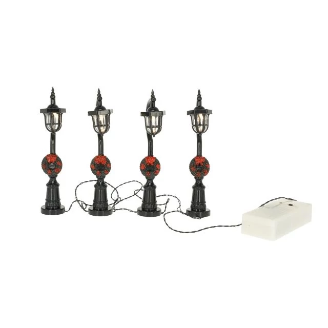 Kandeláber minifüzér koszorúval (4) LED-es műanyag 12,5 cm fekete