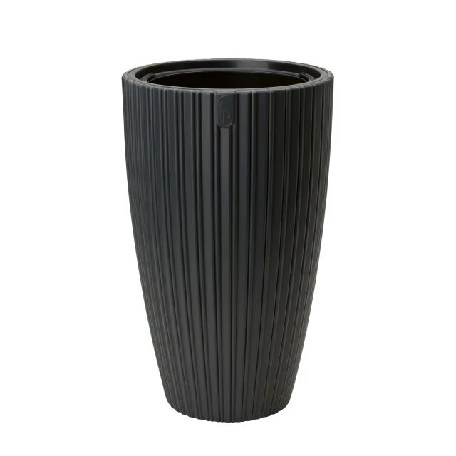 Műanyag kerek kaspó Mika Slim 30 cm antracit ültető betéttel