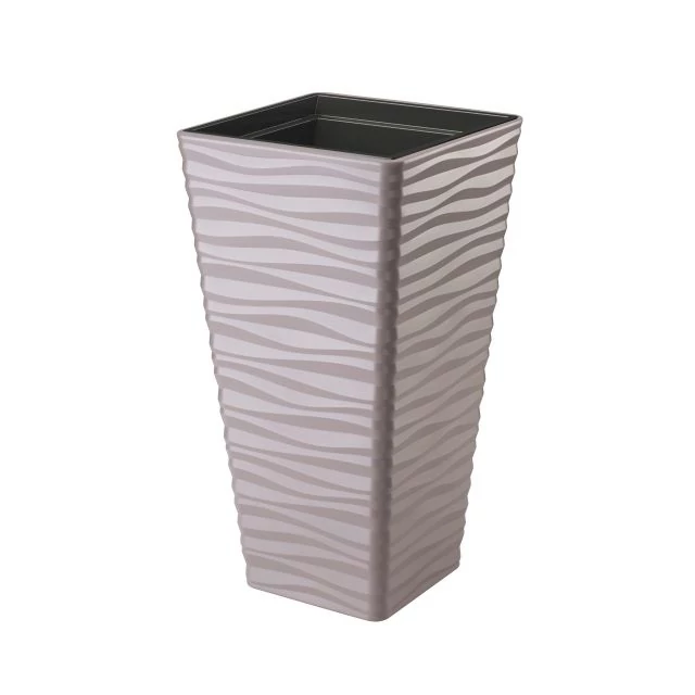 Kaspó SAHARA slim szögletes ültető betéttel 30 műanyag 29x56 cm barna
