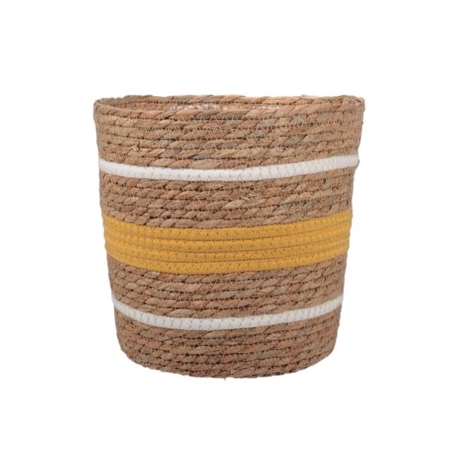 Bélelt rattan kaspó, 25x24 cm, natúr-sárga