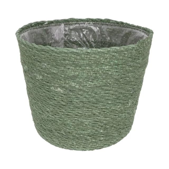 Kaspó fonott bélelt 28x27cm sötétzöld 6 db