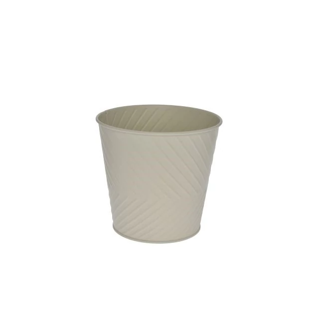 Fém kaspó kerek domború mintával 14x10x12,6 cm krém