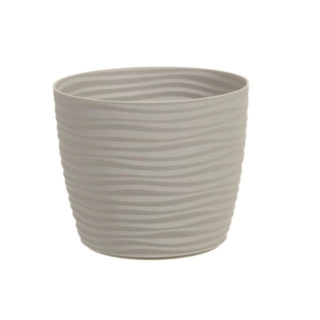 Kerek műanyag kaspó SAHARA, szürke, 11 cm