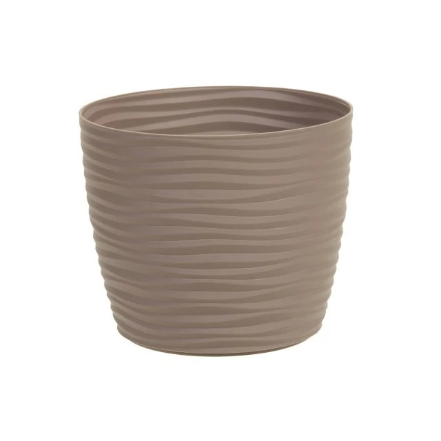 Kerek műanyag kaspó SAHARA, taupe, 11 cm