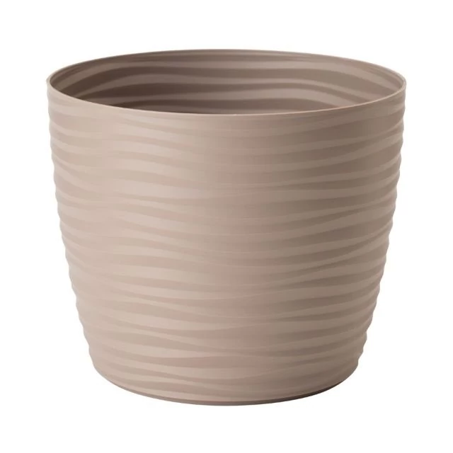 SAHARA kerek műanyag kaspó taupe 19x16 cm