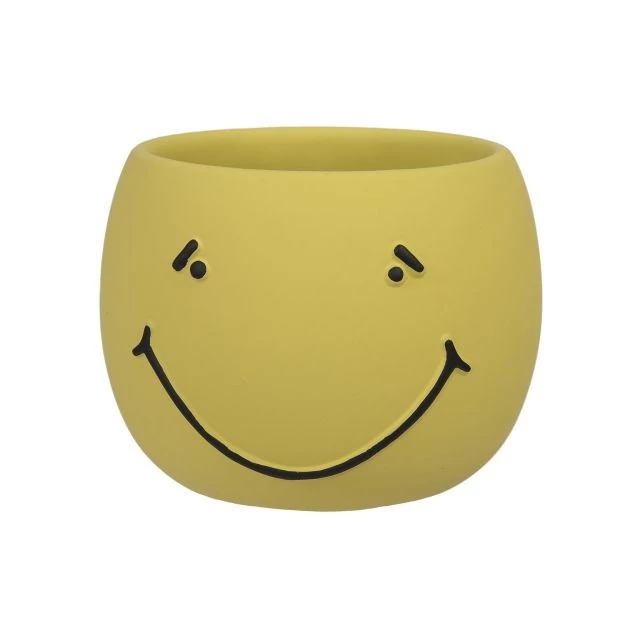 Kaspó smiley cement sárga 12x9 cm