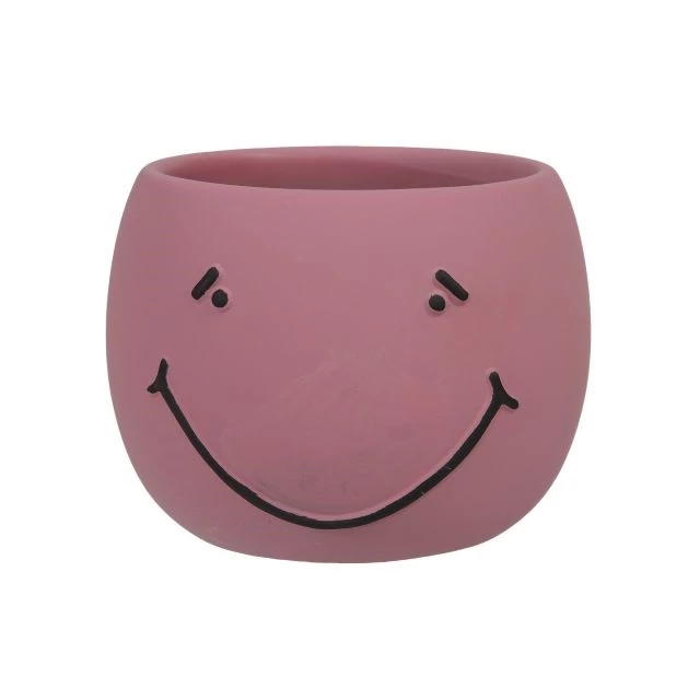 Kaspó smiley cement rózsaszín 14x11 cm