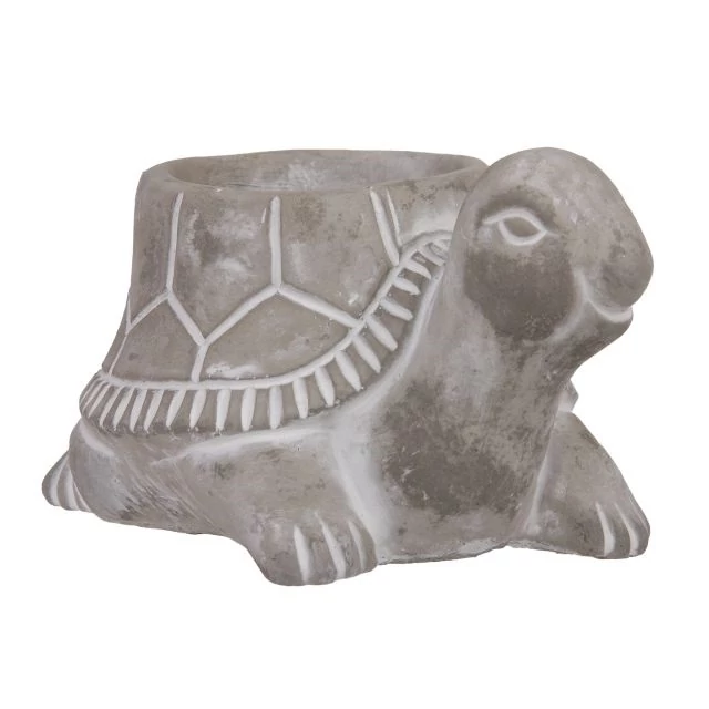 Kaspó teknős alakú cement szürke 14x11x9 cm