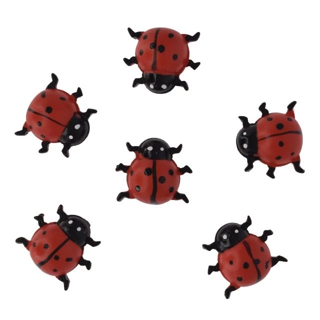 Öntapadós poly katicabogár piros, fekete 2,8x2,4x1,3 cm 6 db