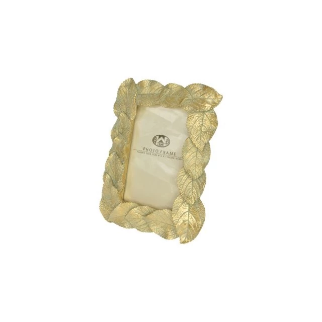 Levél mintás poly képkeret, 17x21,5x2,5 cm, arany