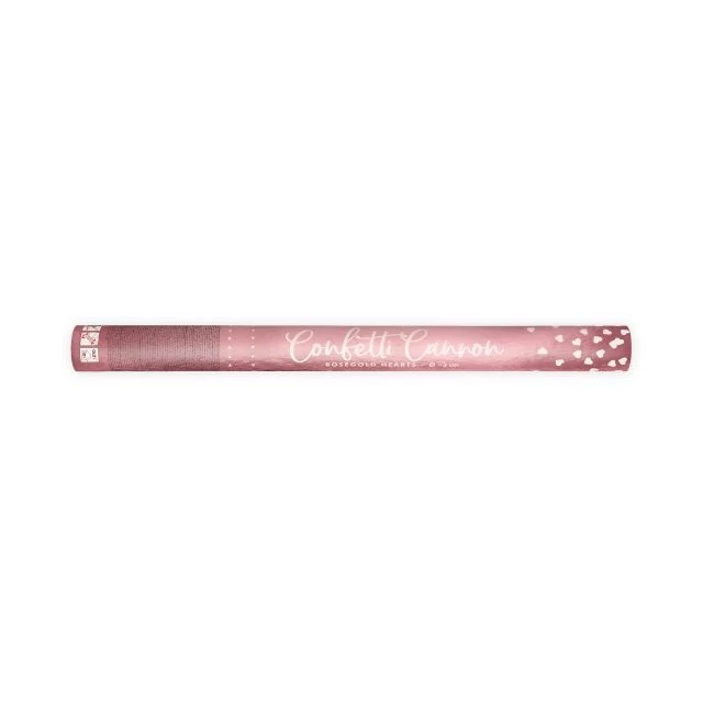 Konfetti ágyú szíves műanyag 60cm rosegold