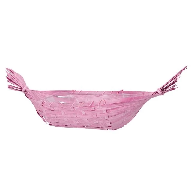 Kosár bélelt csónak alakú bambusz 63×10 cm rózsaszín
