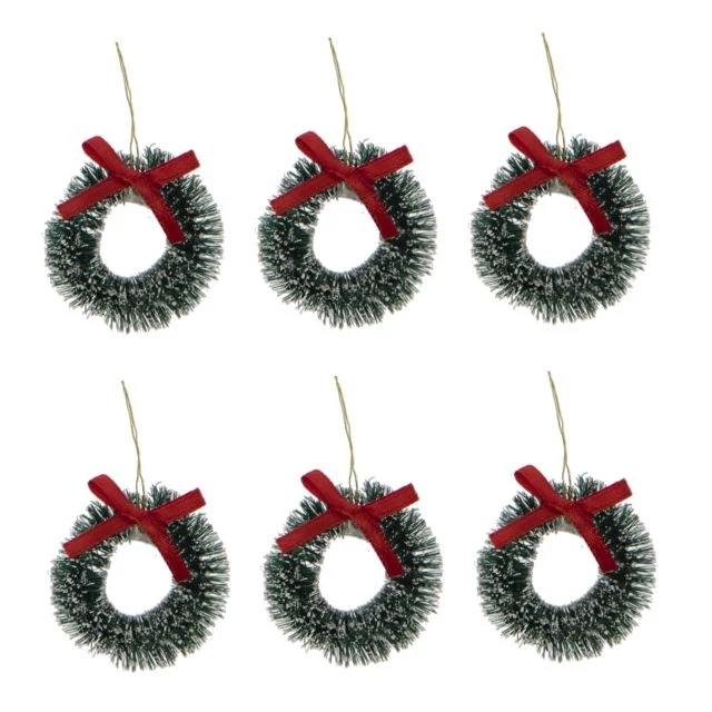 Koszorú mini műanyag, fém, 3,8 cm, zöld, 6 db